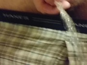 Pissing while jacking off my cock wishing I had a bitchs mouth to piss in