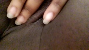 Ebony Teen sneaks and teases her juicy pussy