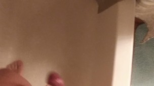 Jacking off and cleaning dick in the shower