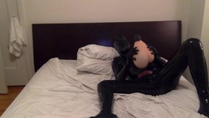 Full latex, bare cock, fuck and cum in solo flesh