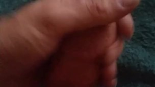 Close up ejaculation while watching the game
