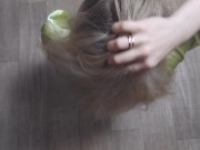 Stroking long hair,hairjob ,hair, fingering,cumming on hair 1/16