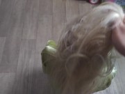 Stroking long hair,hairjob ,hair, fingering,cumming on hair 4/16