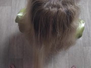 Stroking long hair,hairjob ,hair, fingering,cumming on hair 6/16