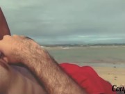 Blowjob on the beach - We got caught but she continued until I come 1/16