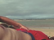Blowjob on the beach - We got caught but she continued until I come 2/16