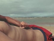 Blowjob on the beach - We got caught but she continued until I come 5/16