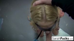 POV BJ with blindfolded Milf hottie Sarah Jessie