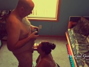 Homemade Blowjob - Milf Sucks Fat Uncut Dick with Big Juicy Head - Thick Load 11/16