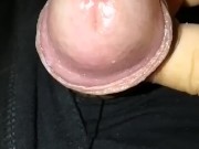Precum play 2, uncircumsized cock slowly growing