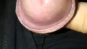 Precum play 2, uncircumsized cock slowly growing