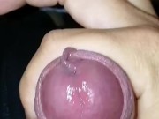 Squeezing hard, foreskin play, precum edging