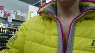 Flashing boobs in store