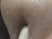 Teasing my wet pussy with fucking machine