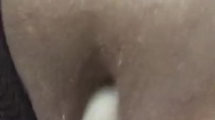 Teasing my wet pussy with fucking machine