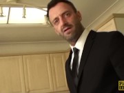 Subslut Montse Swinger gags on cock before rough anal fuck 9/16