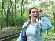 GERMAN SCOUT - ROTHAARIGE LIA LOUISE NACH DER UNI IM WALD GEFICKT 6/16