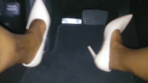 Driving In Beige Pumps