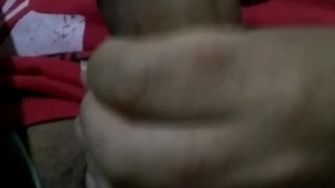 Playing with my big uncut cock