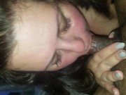 Sexy brunette with big tits sucking dick and taking a load 11/16