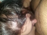 Sexy brunette with big tits sucking dick and taking a load 16/16