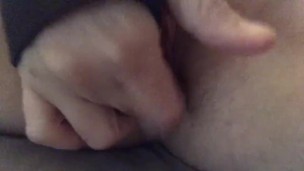 Stuffing a bright orange sock in my tight cunt with JOI