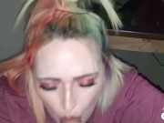 Ley lette sucks until she gets his load 1/16