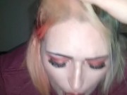 Ley lette sucks until she gets his load