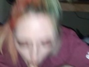 Ley lette sucks until she gets his load 3/16