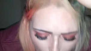 Ley lette sucks until she gets his load