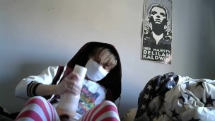 Cute femboy using his fleshlight until he cums