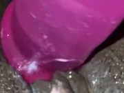 Quick morning cum with pink ebony pussy and dildo 15/16