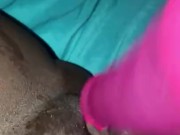 Quick morning cum with pink ebony pussy and dildo 9/16