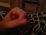 huge cumshot* She strokes my cock while watching her show.