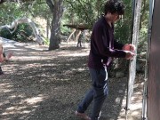 Girl next door gets fucked by the neighbor in the yard - Erin Electra