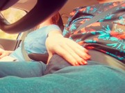 I helped my Driver Relax on a Long RoadTrip | Redhead Car Handjob Cumshot 2/16
