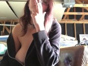 Busty Teen Smoking & Flashing Tits 9/16