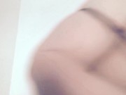 Carlycurvy uses vibrator in black lingerie