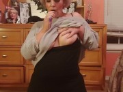 Pierced nipple blonde sucks and swallows all the cum 1/16