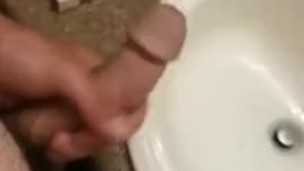 Little Thick Creamy cum in bathroom