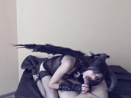 Succubus comes night before halloween and steal cum in her mouth horror sex