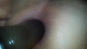 18 inch dildo deep in my ass