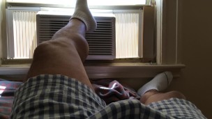 In shorts and socks