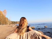 Outdoor Blowjob and Cum in Mouth! - Sweet Teen Doing Blowjob on the Beach. 2/16