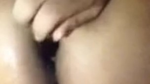 Beaded glass dildo in big arse anal play