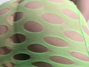 Carlycurvy striptease in neon green fishnet dress 10/16