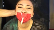 Sexy babes in duct tape - Making missdeenicotine smoke duct tape edition