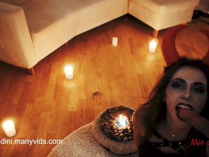 Horny Devil fucked Skeleton. Halloween with Mia Bandini