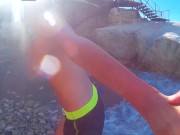 The guy picked up a naked girl on the beach, natural big tits, relax music 13/16