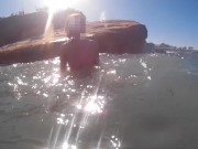 The guy picked up a naked girl on the beach, natural big tits, relax music 5/16